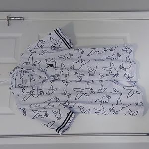 Playboy logo short sleeve button down shirt